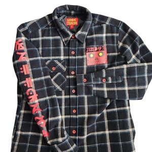 Logic COADM Tour 2019 Bobby Boy Flannel Windowpane Shirt Men's M Black Quilted